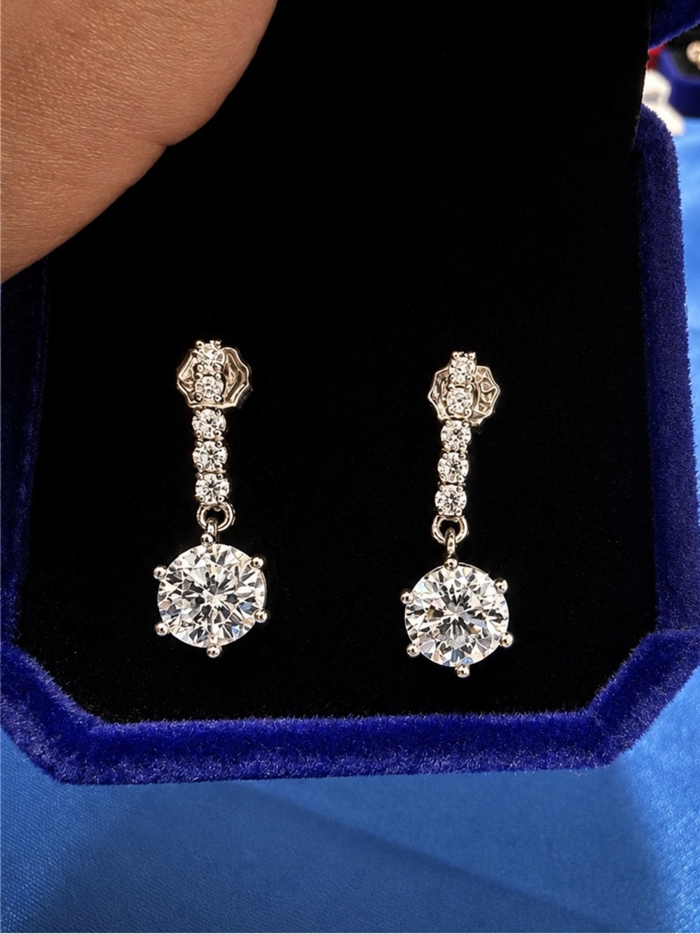 Moissanite Sterling Silver Drop Earrings